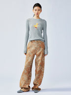Vintage glamorous jacquard floral cargo pants