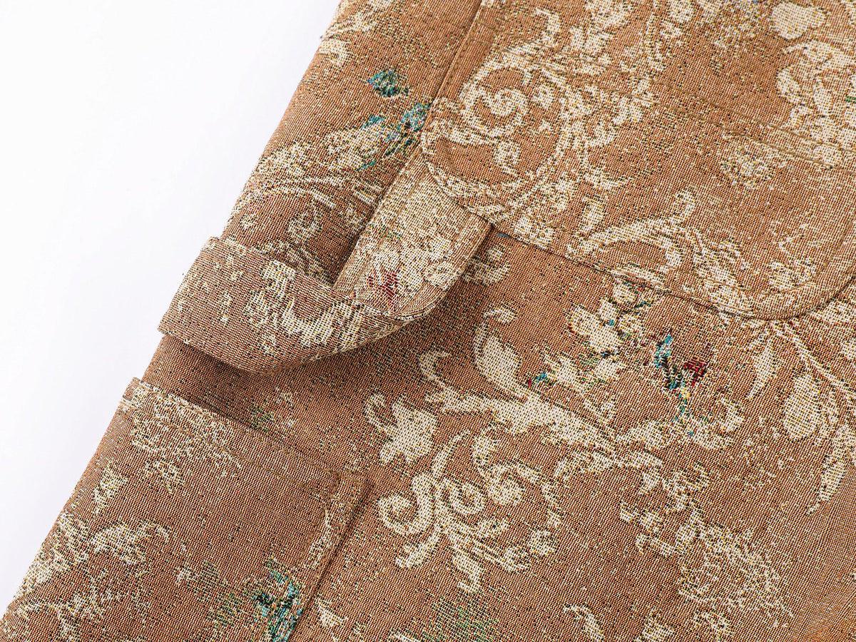 Vintage glamorous jacquard floral cargo pants