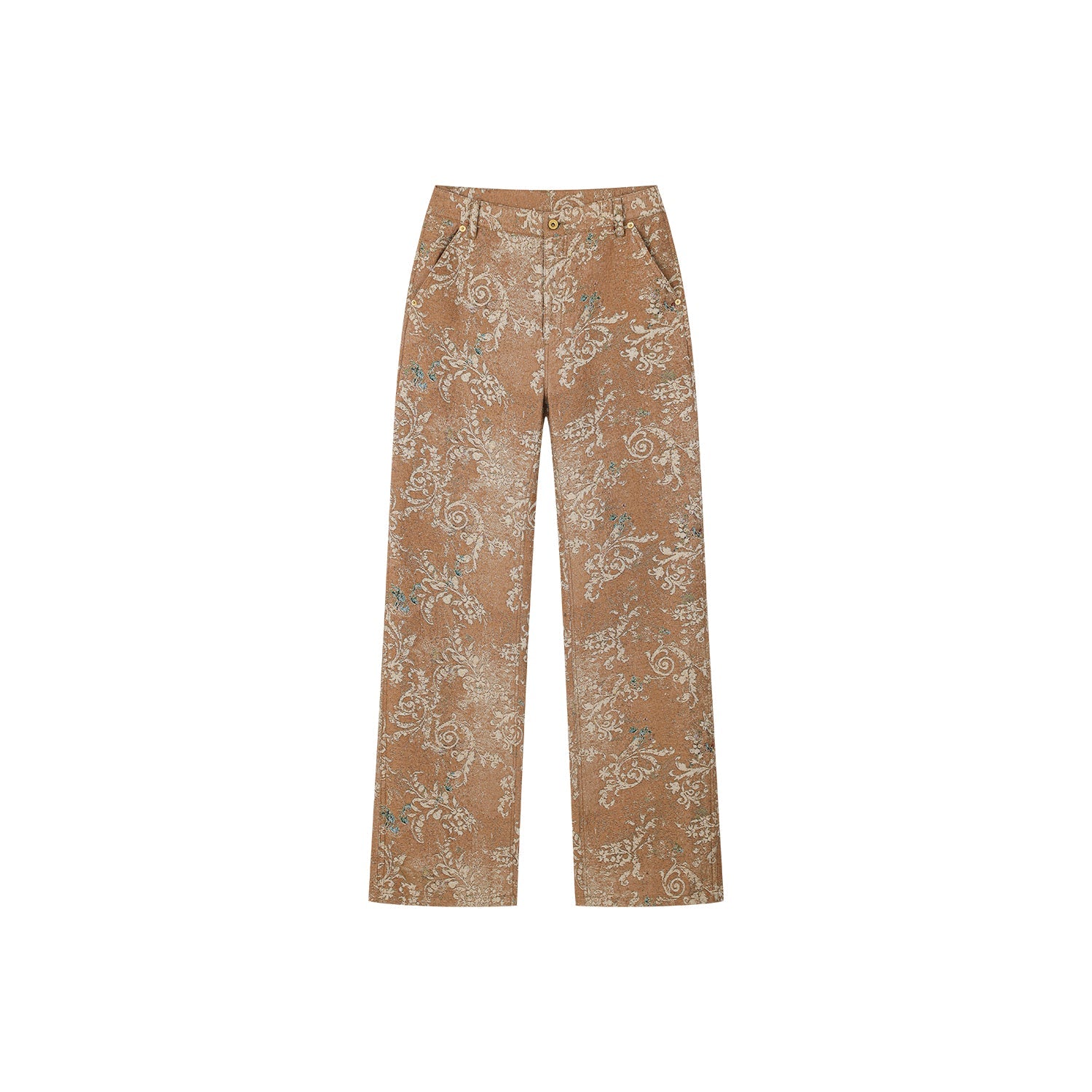 Vintage glamorous jacquard floral cargo pants
