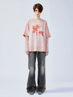 Black washed straight-leg jeans