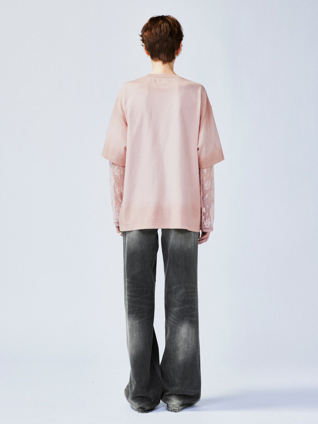 Black washed straight-leg jeans