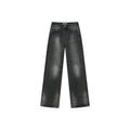 Black washed straight-leg jeans