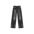 Black washed straight-leg jeans