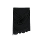 Lace-trimmed skirt with casually lifted hem