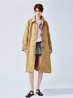 Nostalgia-evoking classic jacquard balmacaan coat