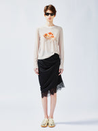 "Sweet and elegant" surreal goldfish velvet long-sleeve T-shirt
