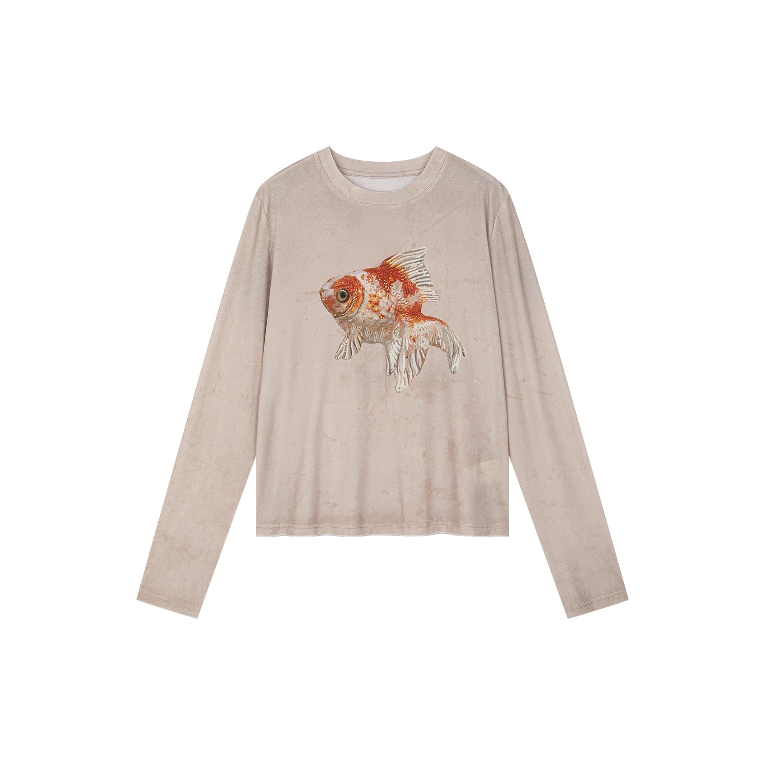 "Sweet and elegant" surreal goldfish velvet long-sleeve T-shirt