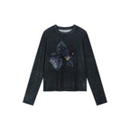 "Sweet and elegant" surreal goldfish velvet long-sleeve T-shirt