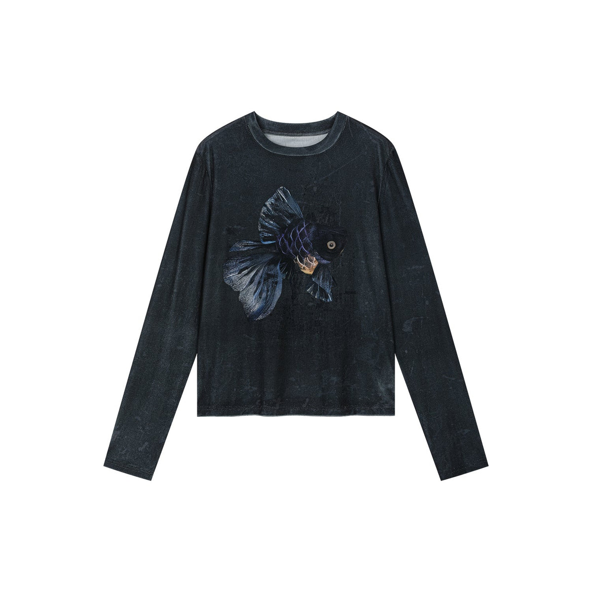 "Sweet and elegant" surreal goldfish velvet long-sleeve T-shirt