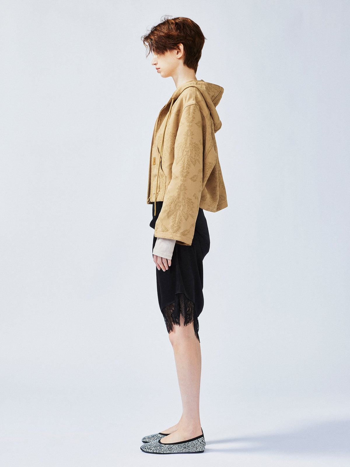 Nostalgia-evoking classic jacquard zip-up hoodie