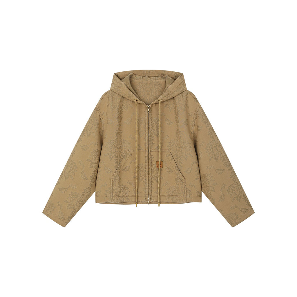 Nostalgia-evoking classic jacquard zip-up hoodie