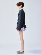 Pulled pleated notch collar blazer with authentic wear marks