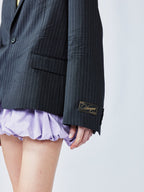 Pulled pleated notch collar blazer with authentic wear marks