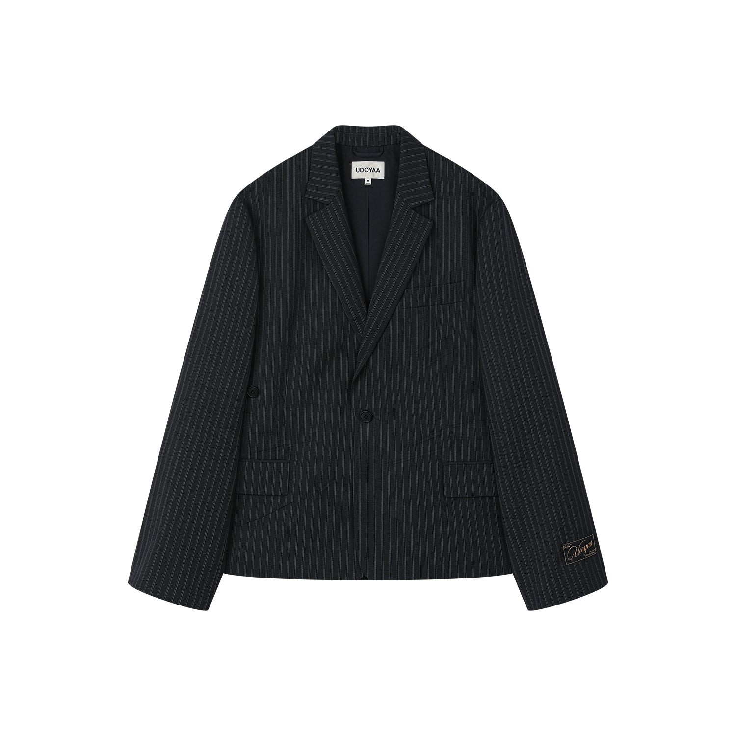 Pulled pleated notch collar blazer with authentic wear marks