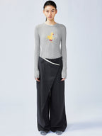 Pulled pleated suit pants with authentic wear marks