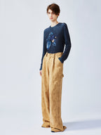 Nostalgia-evoking classic jacquard cargo pants
