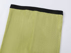 Glamorous and vibrant lime green pleated midi skirt