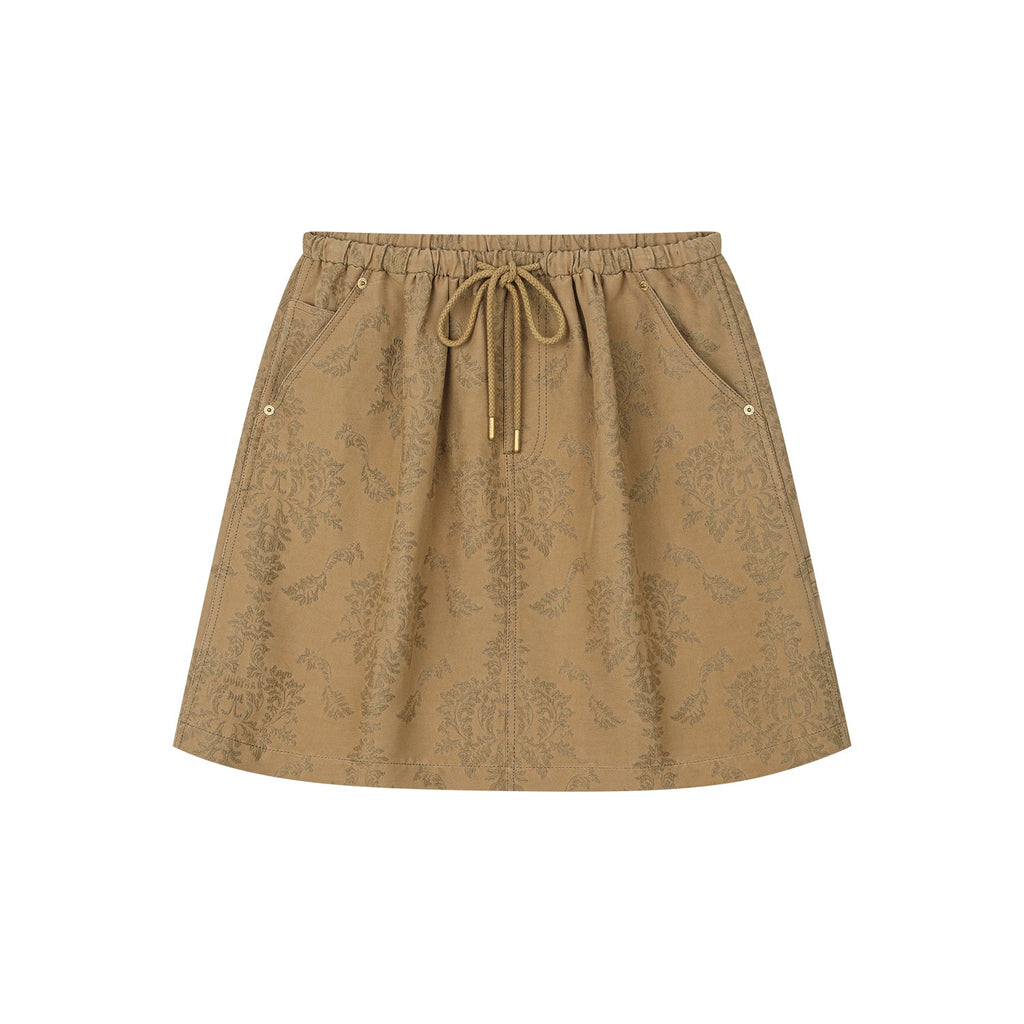 Nostalgia-evoking classic jacquard cargo skirt
