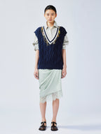 Charmingly playful diamond chain knit vest