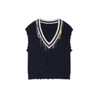Charmingly playful diamond chain knit vest