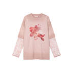 "Sweet and elegant" surreal goldfish layered-look T-shirt