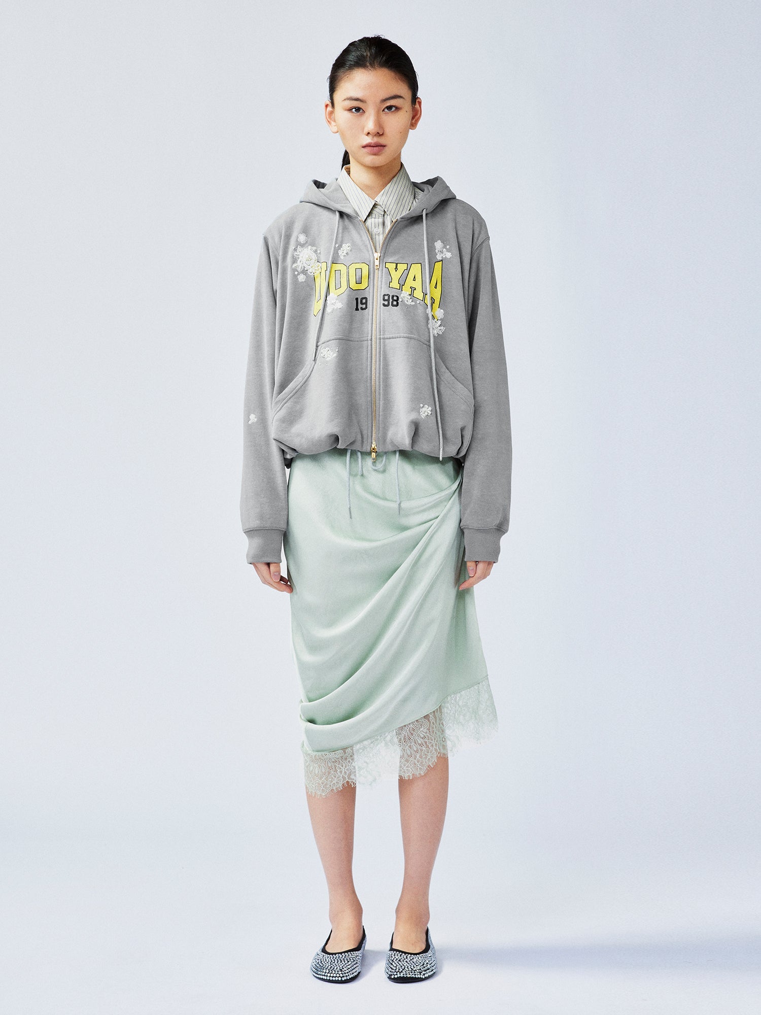 Glamorous beaded bud sweatshirt jacket