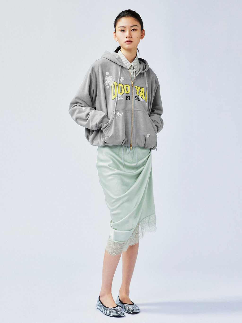 Glamorous beaded bud sweatshirt jacket