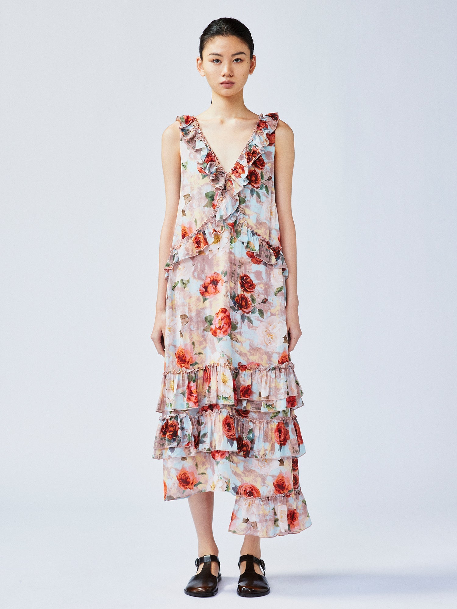 New Vintage romantic rose suspender dress