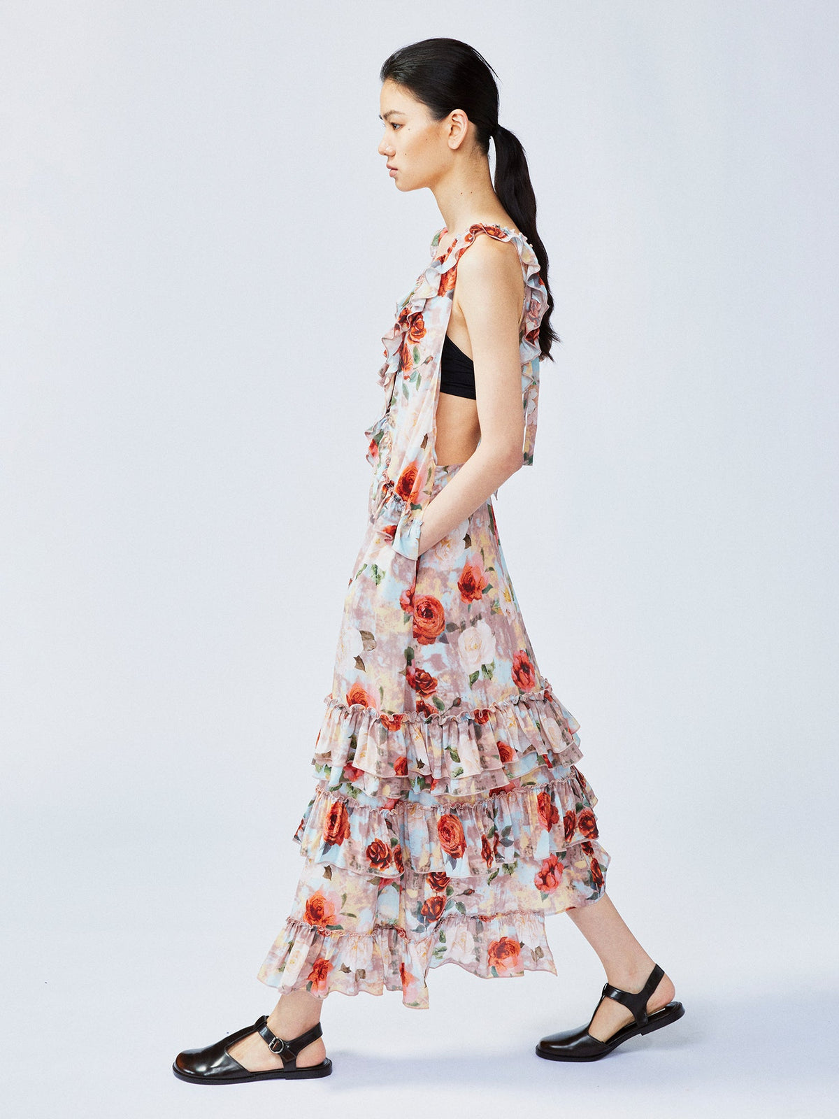 New Vintage romantic rose suspender dress