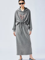 Sweater-tucked skirt dress