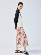 New Vintage romantic rose pleated skirt