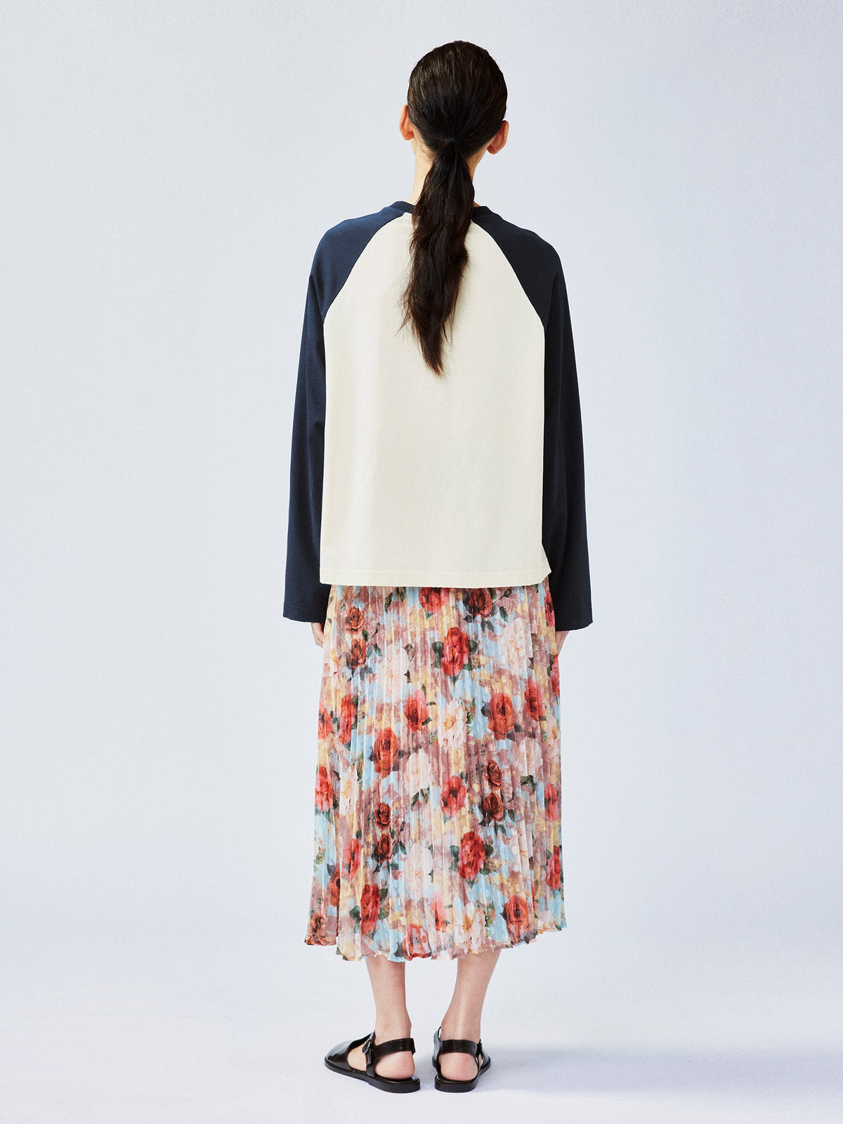 New Vintage romantic rose pleated skirt