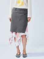 A misaligned suit layered-look skirt