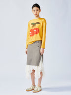 A misaligned suit layered-look skirt