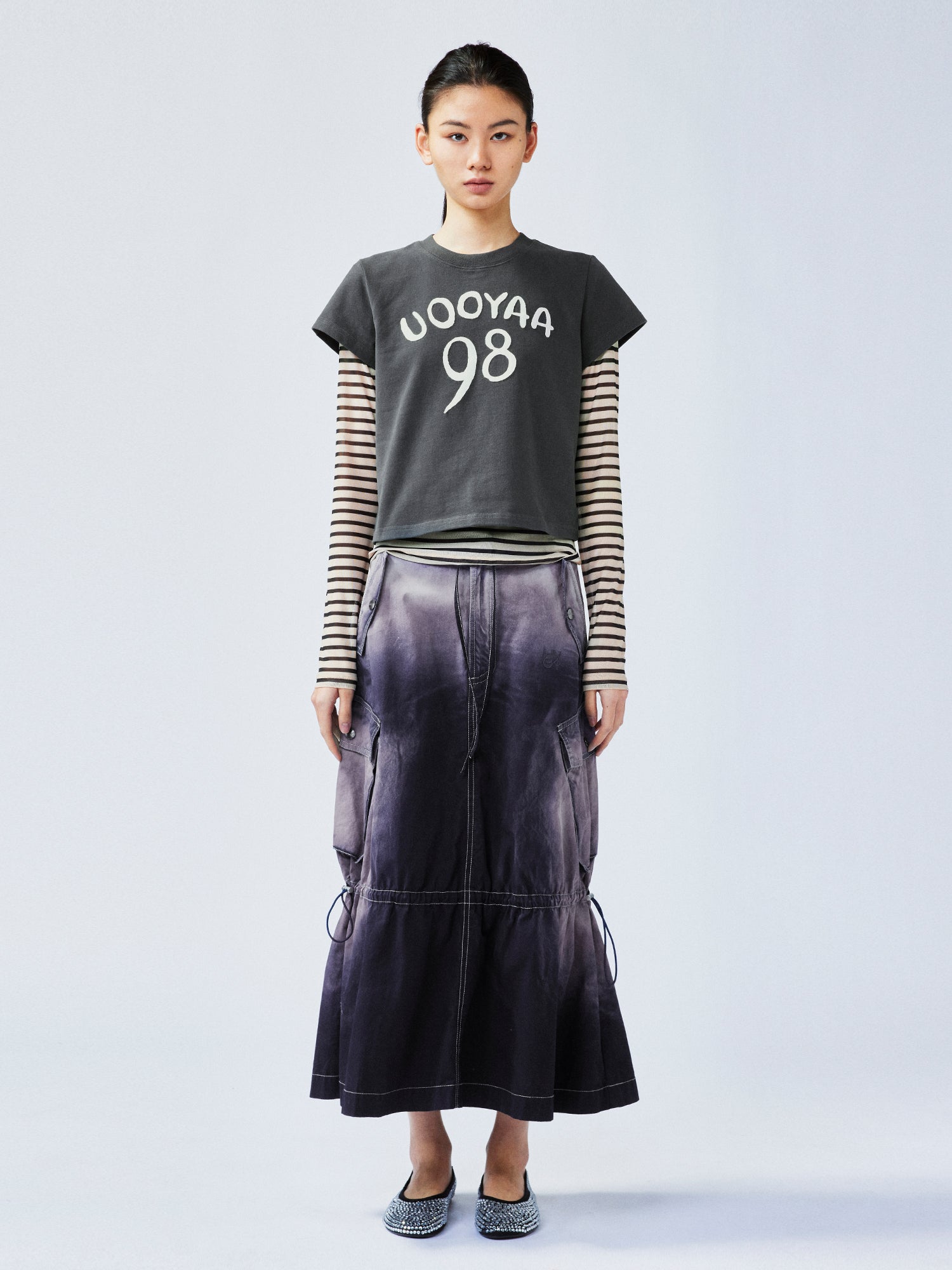 Gradient fade paratrooper waisted skirt