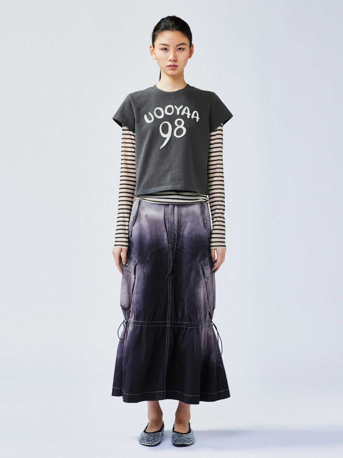 Gradient fade paratrooper waisted skirt