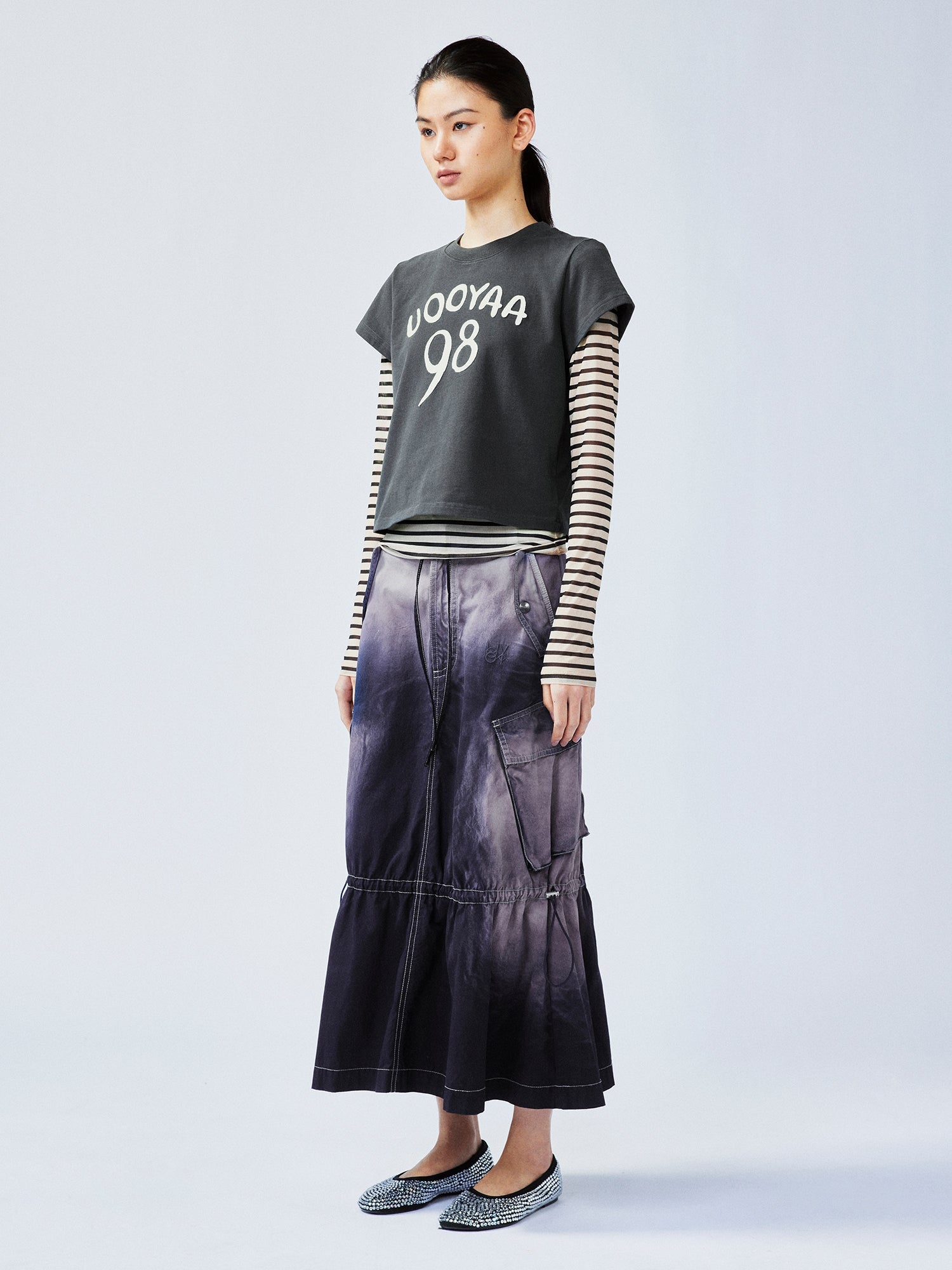 Gradient fade paratrooper waisted skirt