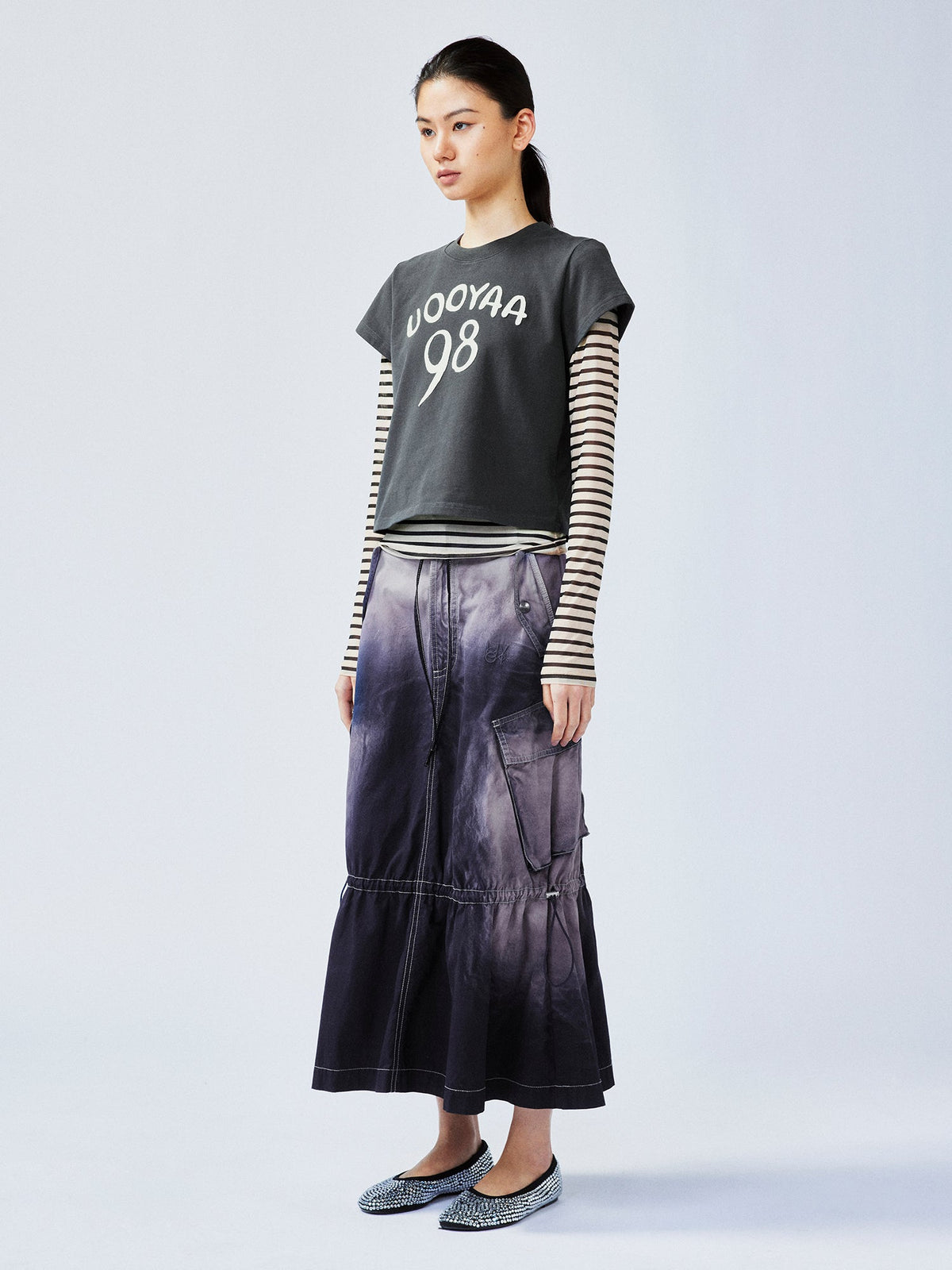 Gradient fade paratrooper waisted skirt