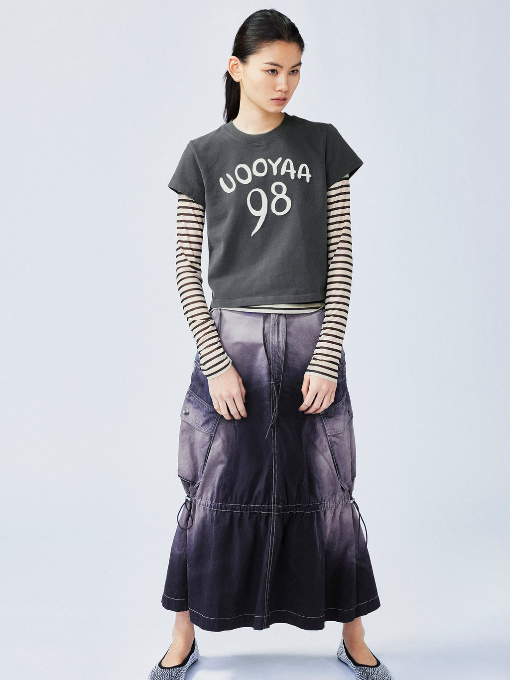 Gradient fade paratrooper waisted skirt