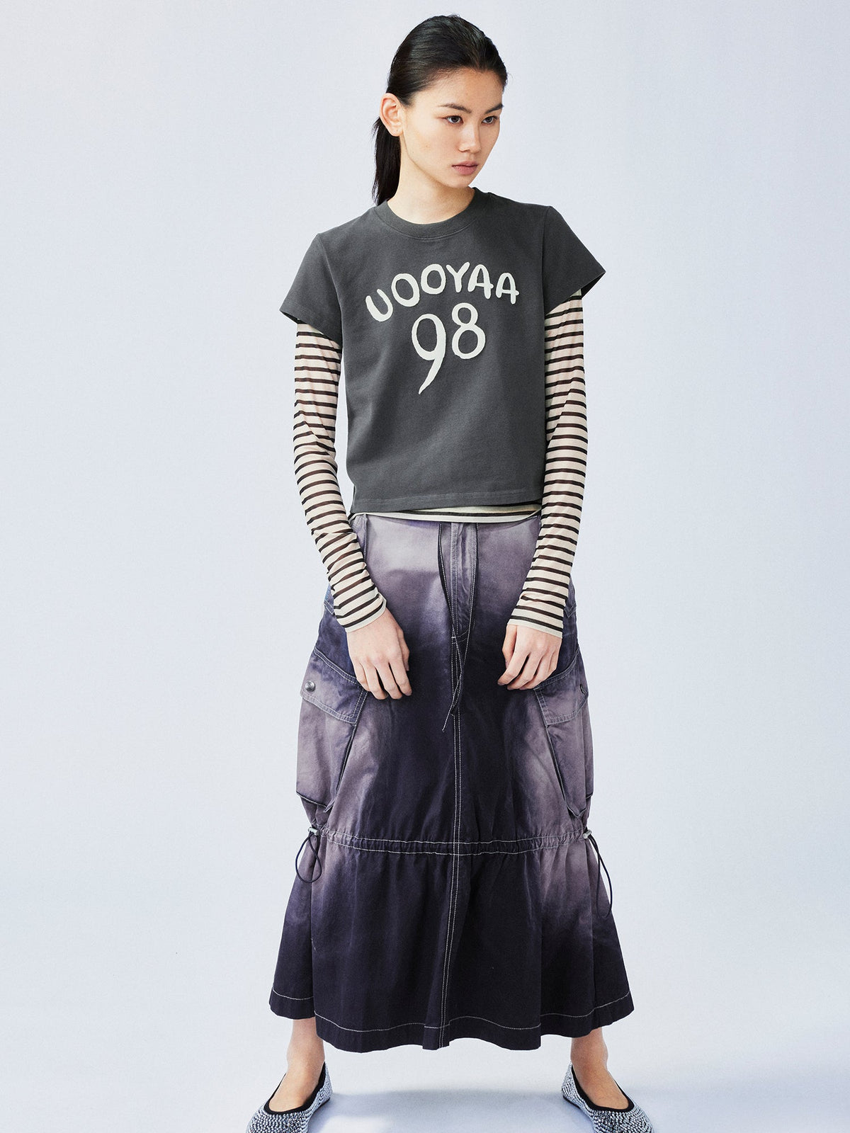 Gradient fade paratrooper waisted skirt