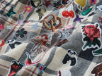 Playful sticker patch plaid shirt