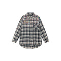 Playful sticker patch plaid shirt