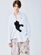 Playful cat chasing butterfly shirt