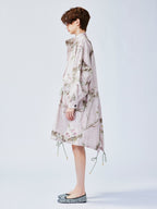 Rose tree pattern camo parka trench coat