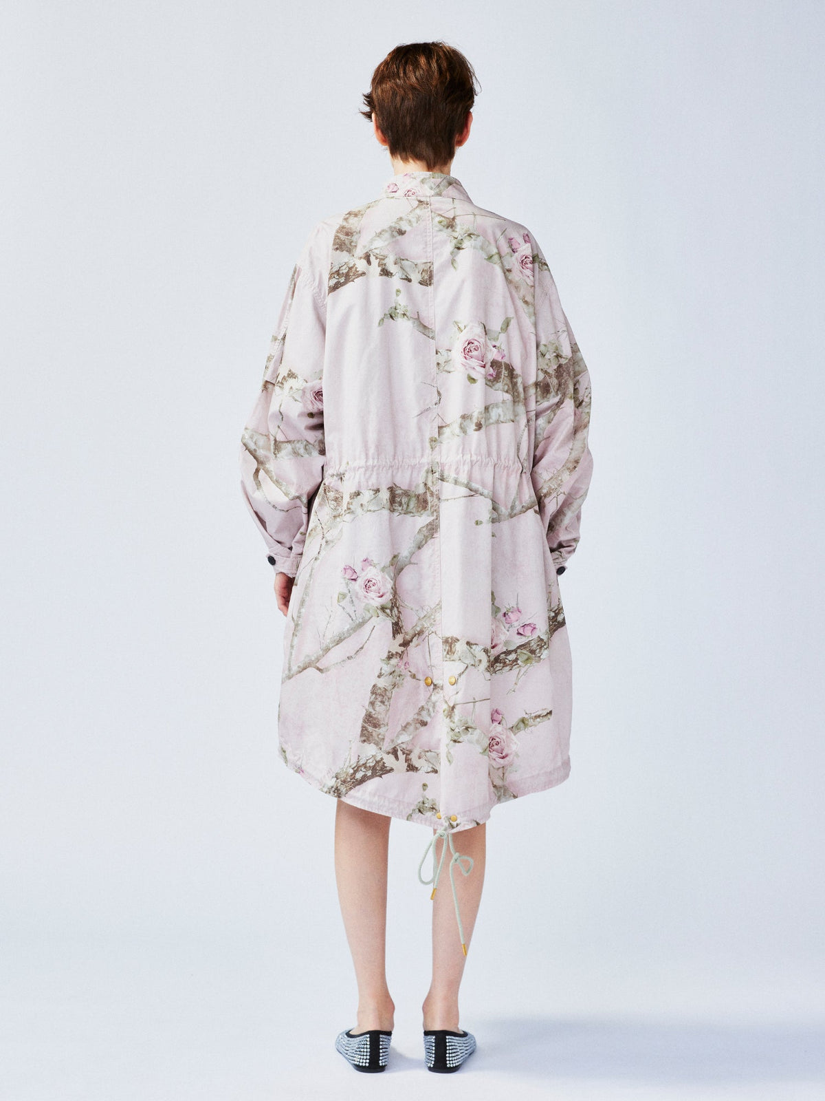 Rose tree pattern camo parka trench coat