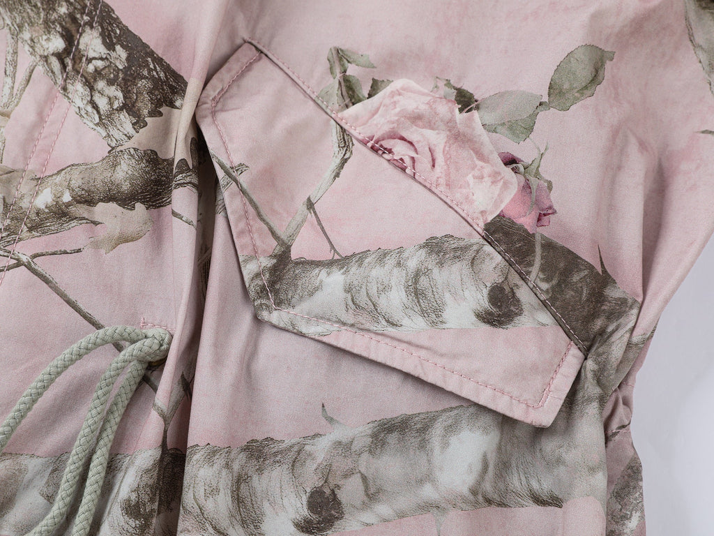Rose tree pattern camo parka trench coat