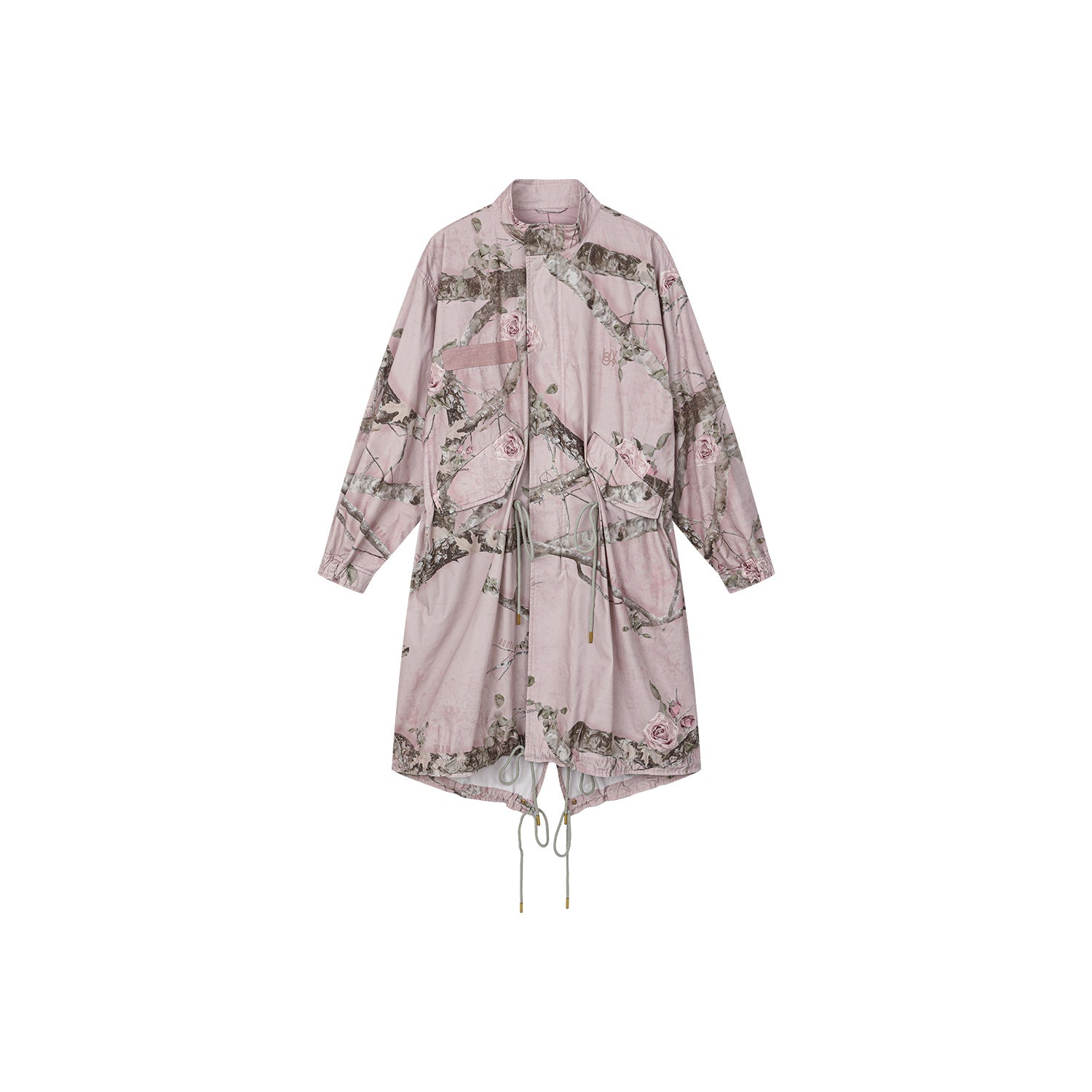 Rose tree pattern camo parka trench coat
