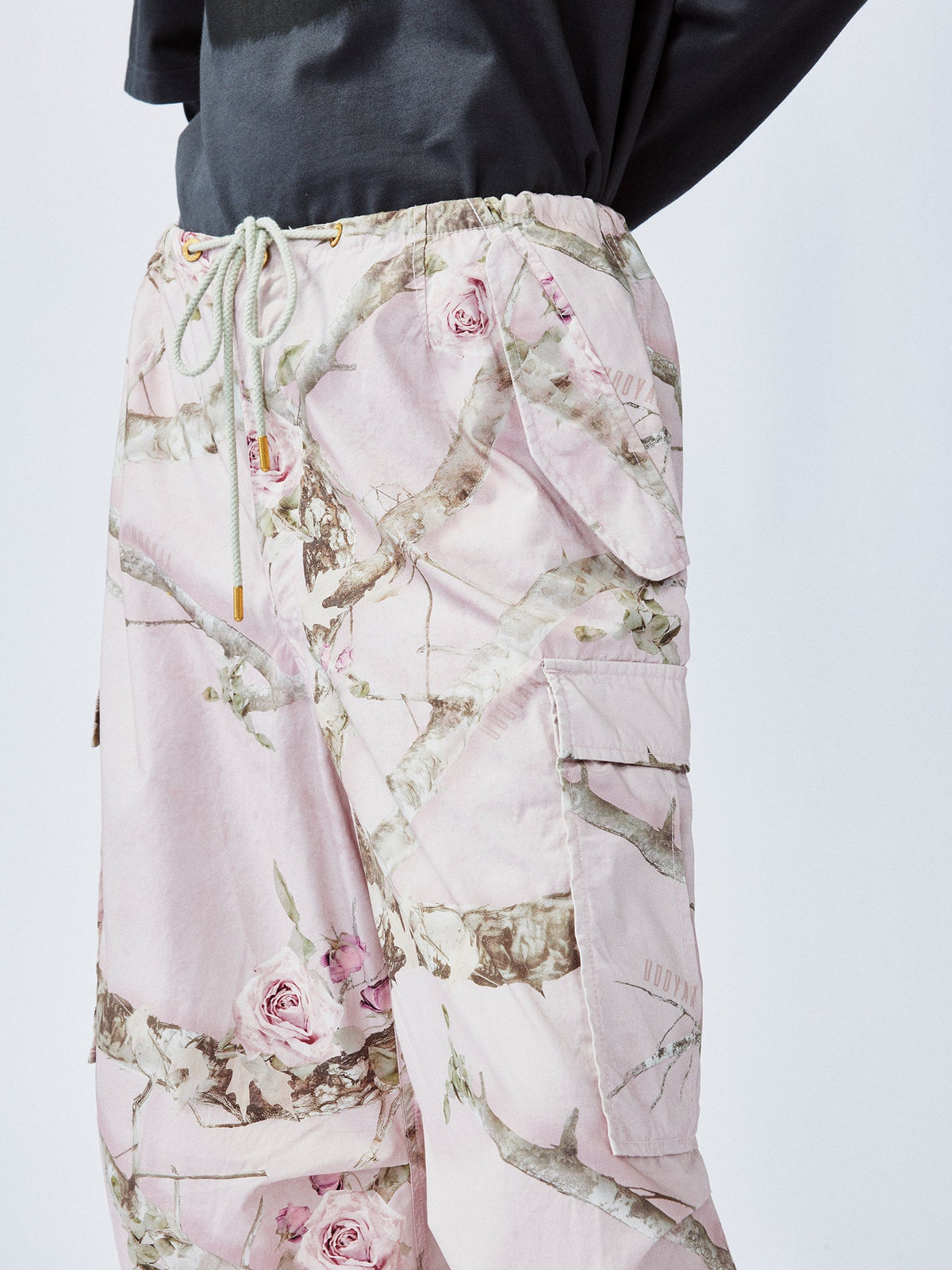 Rose tree pattern camo cargo pants
