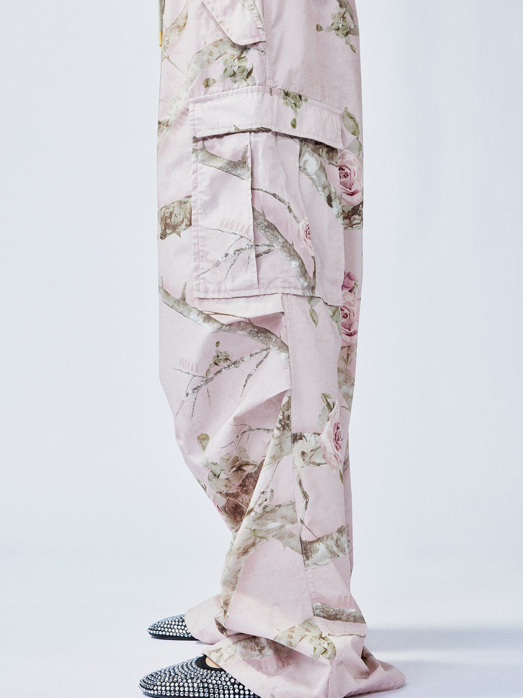 Rose tree pattern camo cargo pants