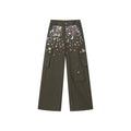 Playful sticker patch army green cargo pants